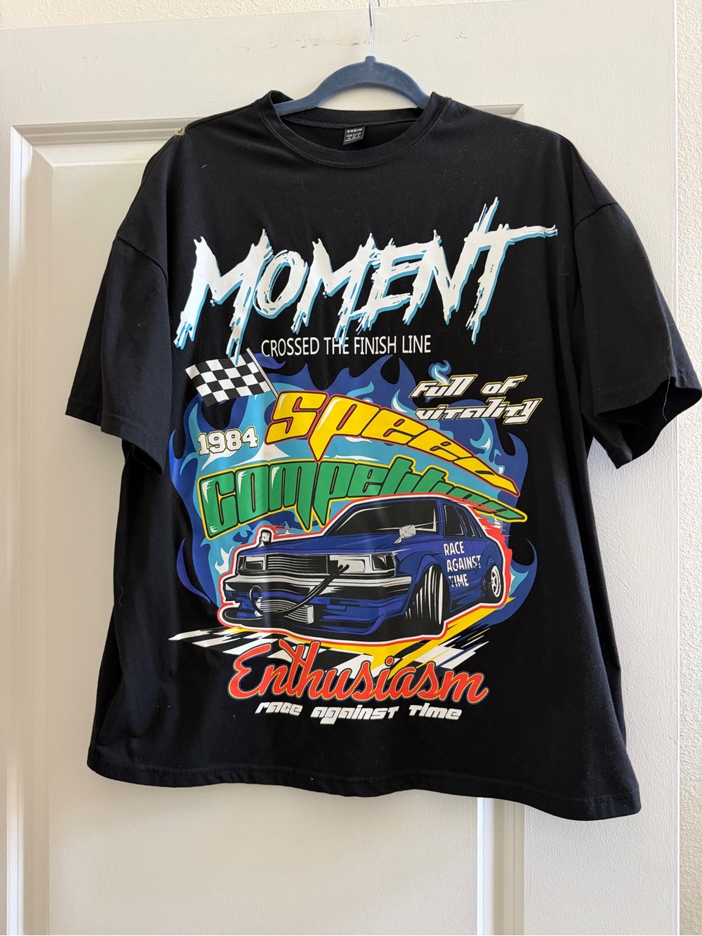 Women Black Graphic Racing Tee - Enthusiasm Design